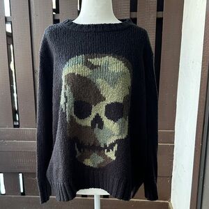 Wooden Ships Black and Green Skull Sweater